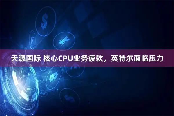 天源国际 核心CPU业务疲软，英特尔面临压力